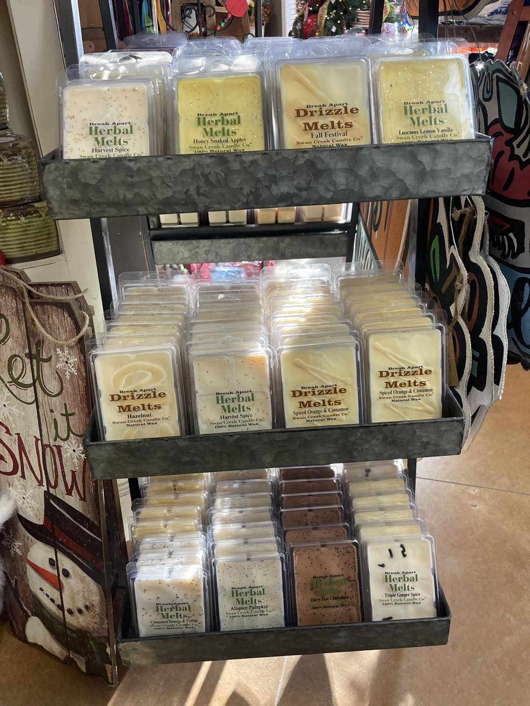 herbal wax melts on display