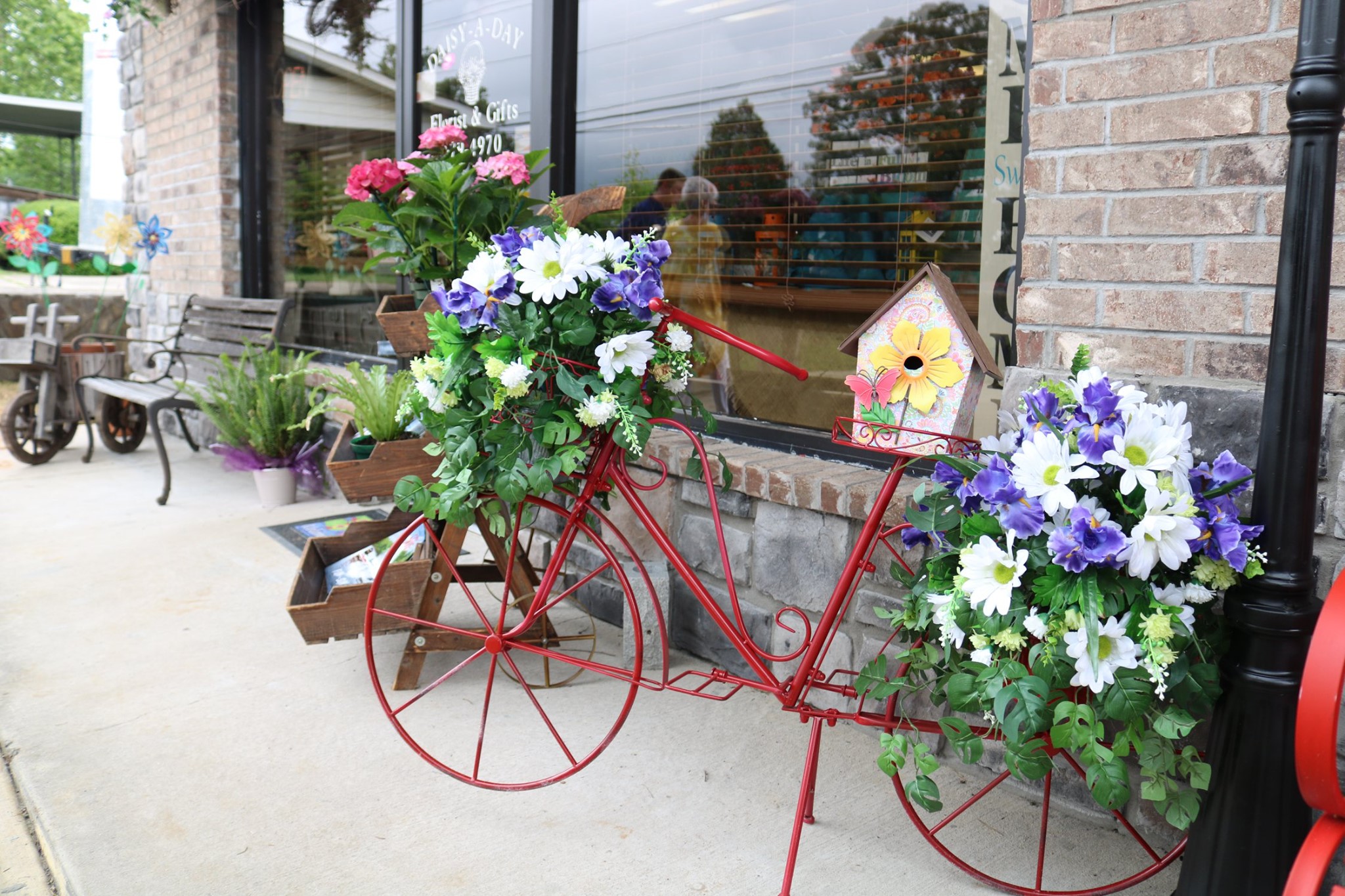 flower on antique bicycle